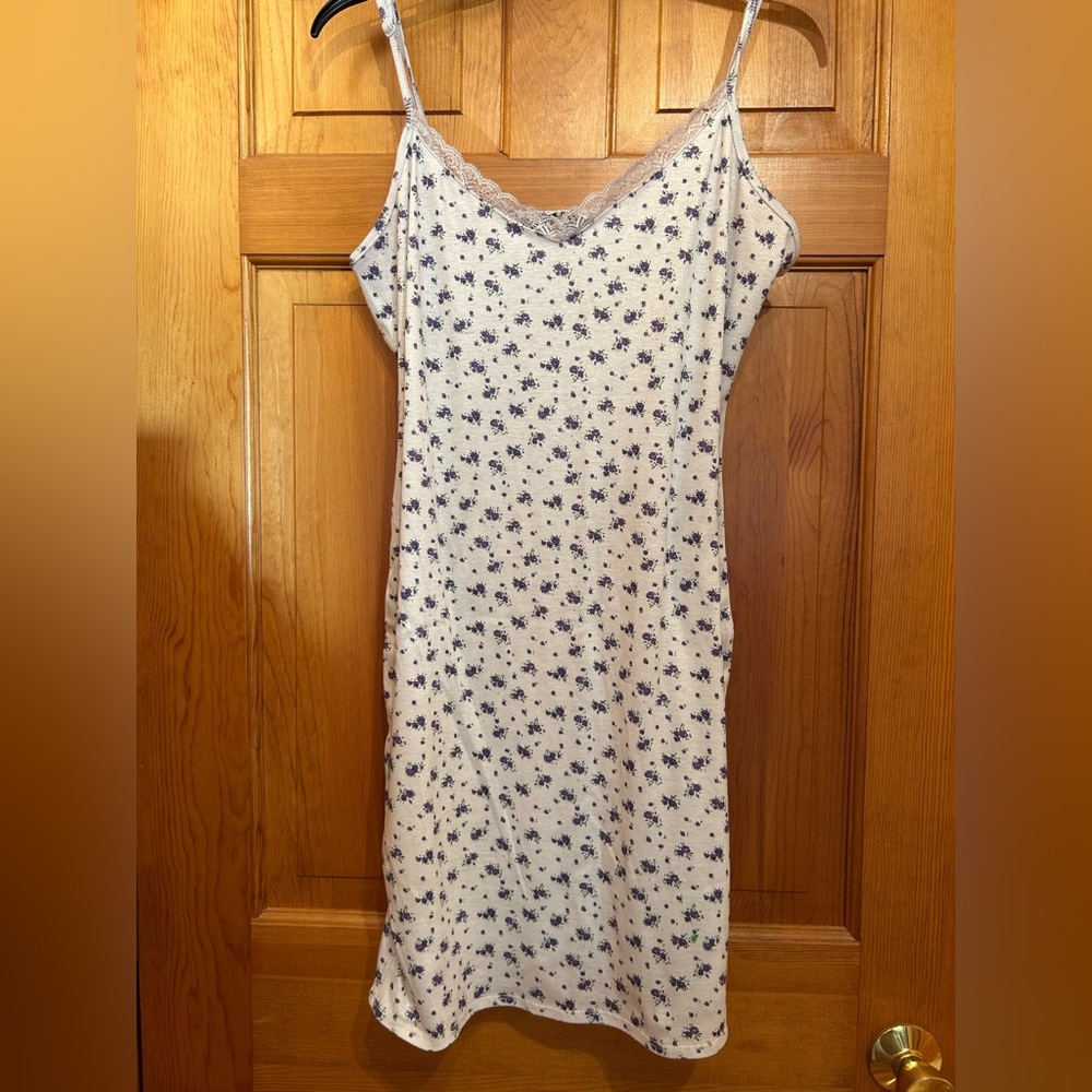 SHEIN Cream and Black Floral Mini Dress